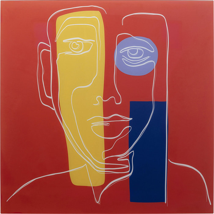 Tableau en verre visage rouge 100x100cm Kare Design