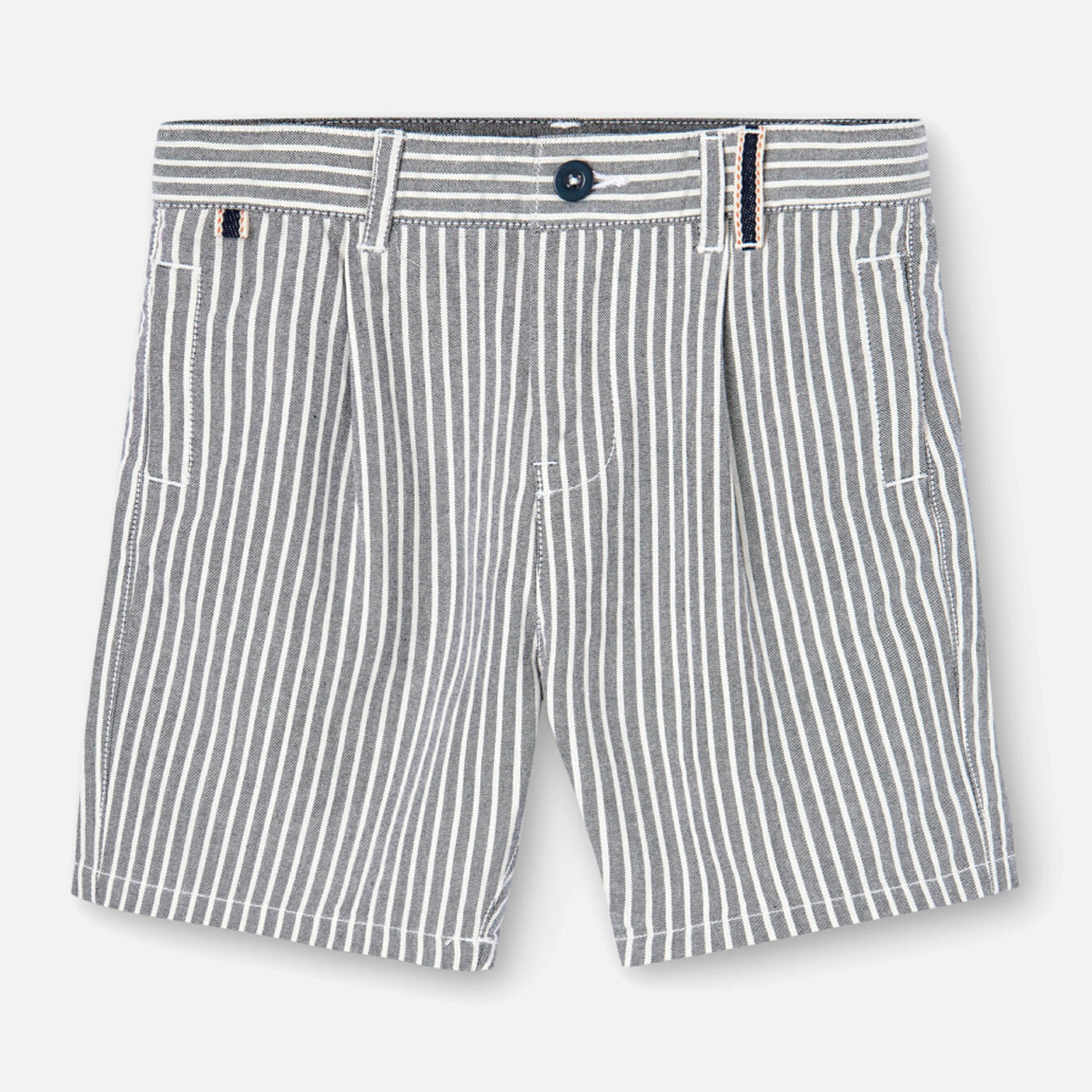 Bermudas oxford niÃ±o, estampado de rayas, botÃ³n, gris oscuro