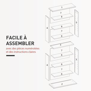 Étagère range CD - meuble rangement CD DVD - 8 compartiments, 6 étagères réglables - max 360 CD/185 DVD - gris