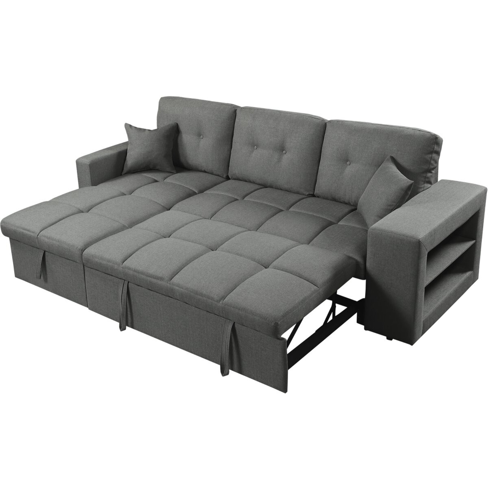 Canapé d'angle convertible/réversible tissu style bubble "Axel" - 3 places - Gris