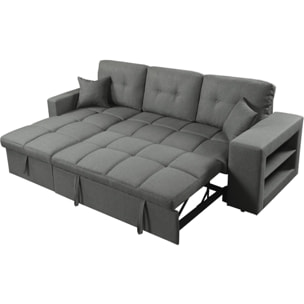 Canapé d'angle convertible/réversible tissu style bubble "Axel" - 3 places - Gris