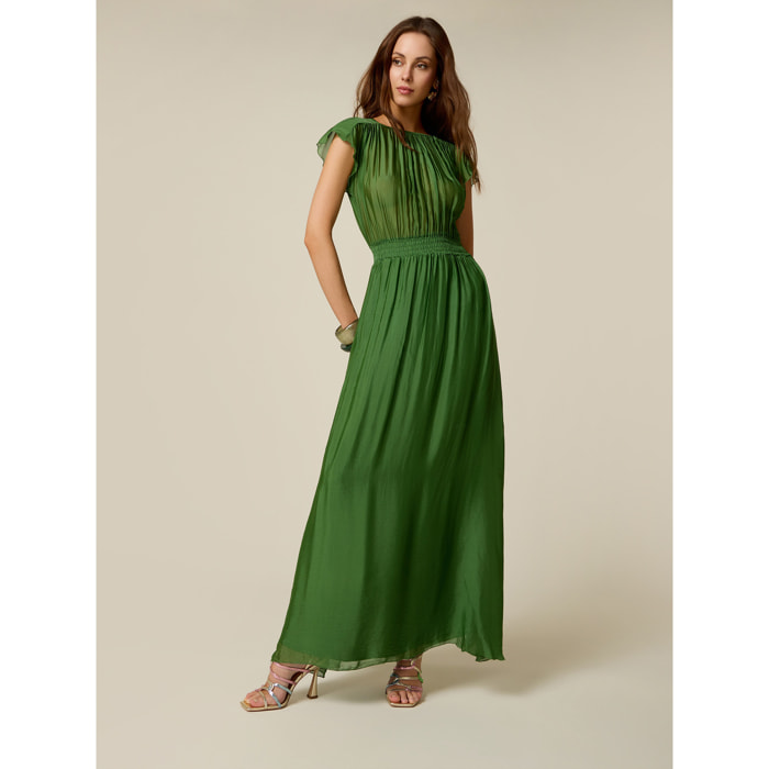 Oltre - Vestido largo en voile mezcla de seda - Verde