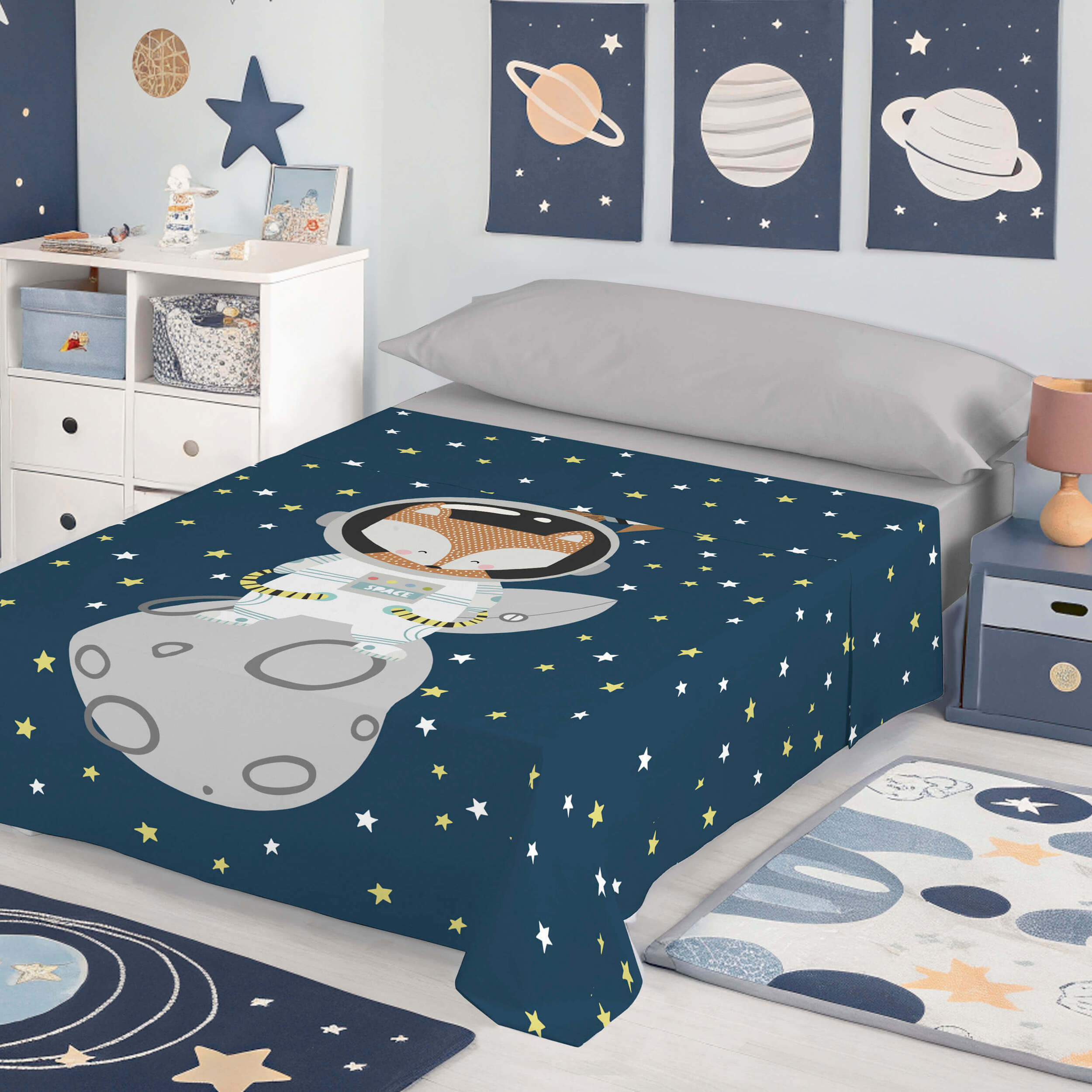 Cool Kids - Juego de Sábanas Estampadas - Infantil - Incluye 1 Funda de Almohada + 1 Sábana Bajera - 100% Algodón - Neil