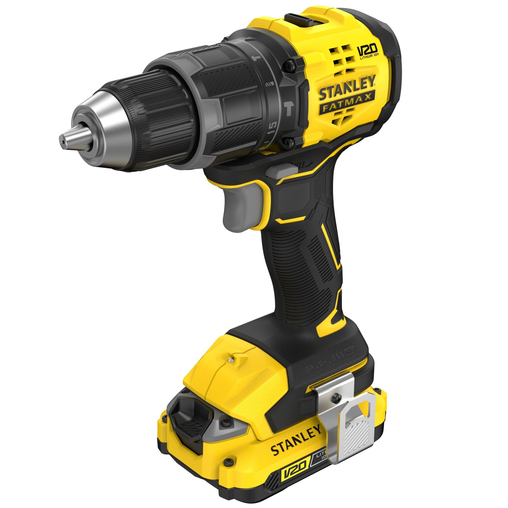 Perceuse visseuse à percussion 60Nm Brushless V20 FatMax 18V avec 2 batteries 2Ah en malette Pro-Stack