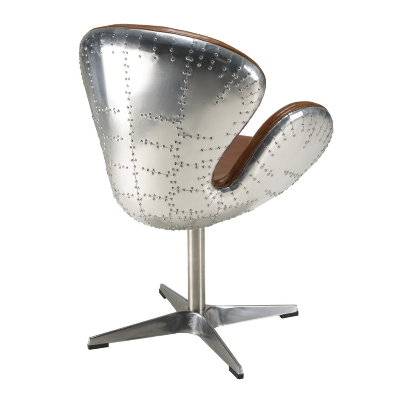 GASTON - Fauteuil marron NEVADA vintage cuir pied aluminium