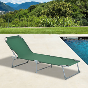 Tumbona Playa Plegable de Acero Reclinable a 4 Posiciones para Camping Jardín