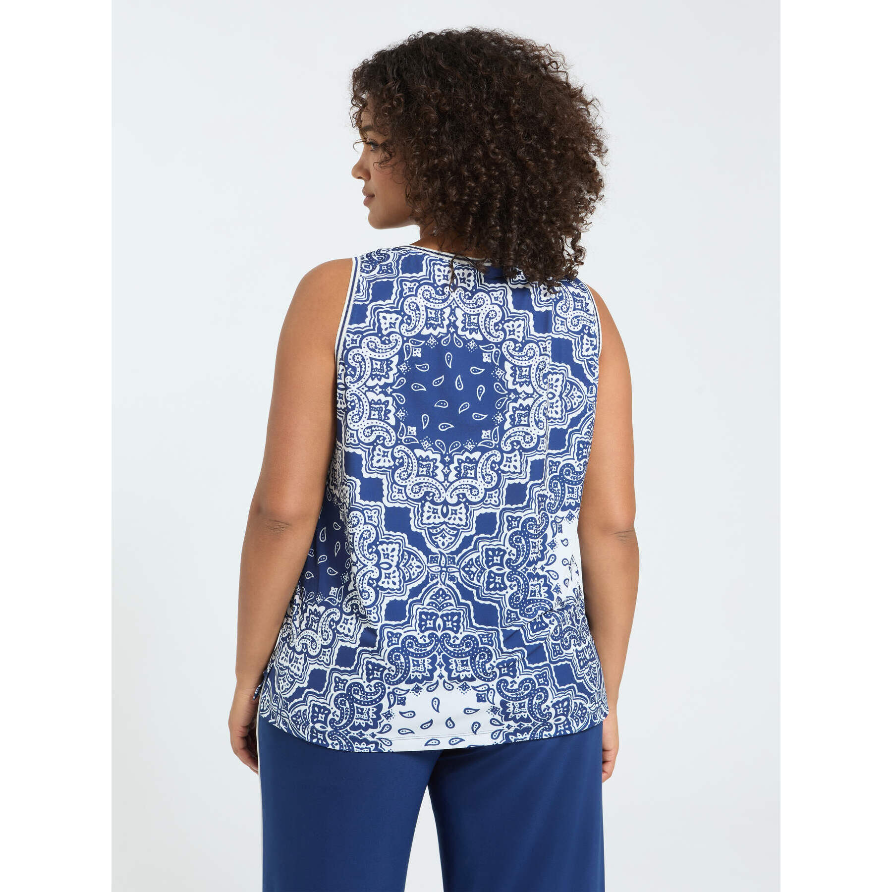 Fiorella Rubino - Top in jersey con stampa bandana - Blu