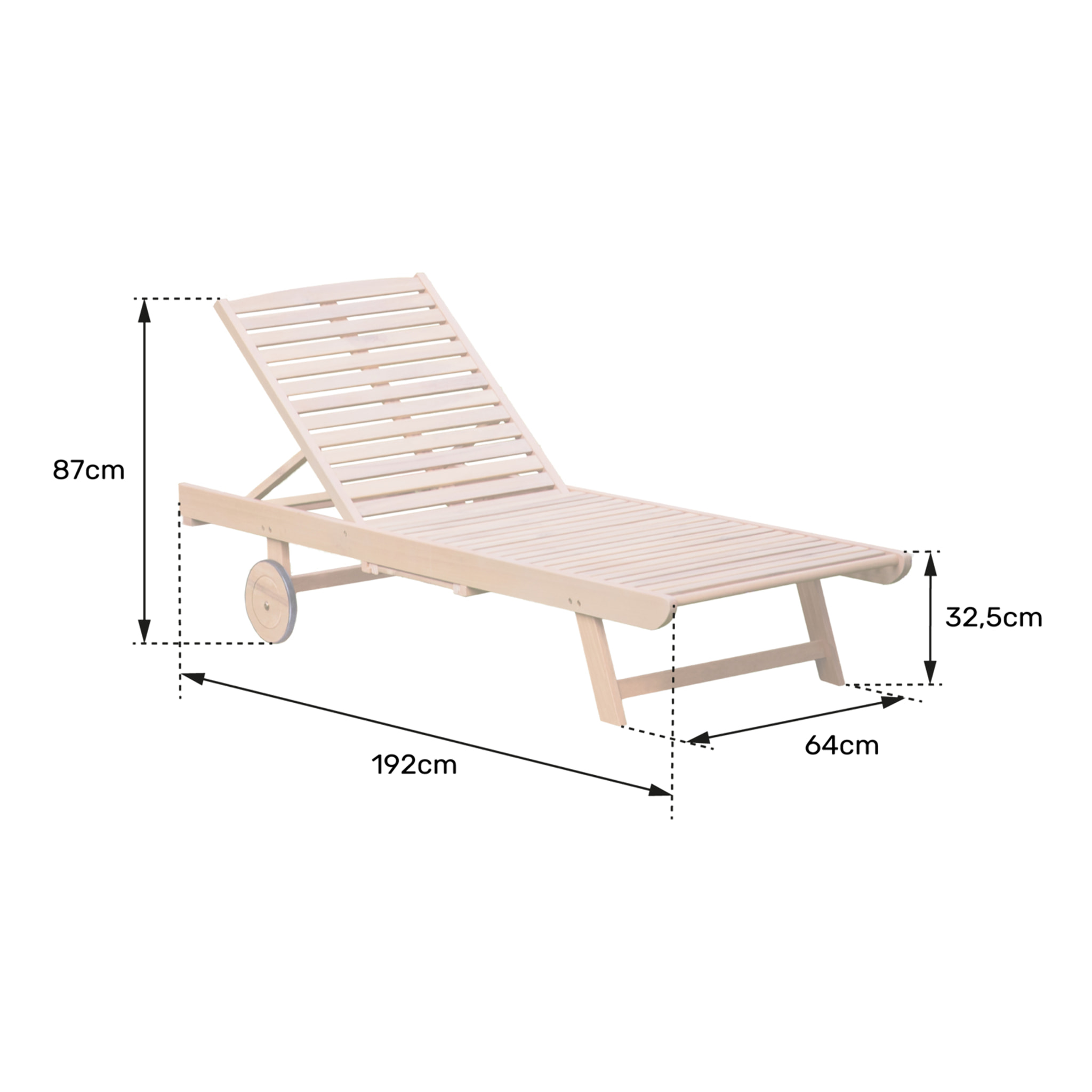 Bain de soleil pliant en acacia KANAWA - coussin sable