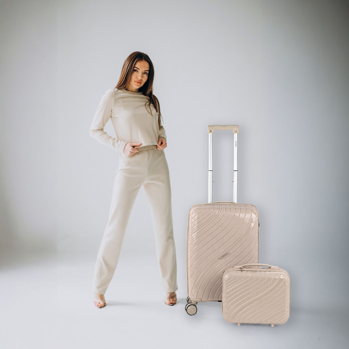 Juego De Maletas Rígidas Pp Itaca Danubio Taupe