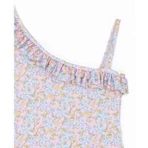 Bañador asimétrico flor azul