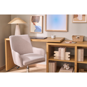 Chaise de bureau à roulettes en tissu beige et acier chromé SHANA