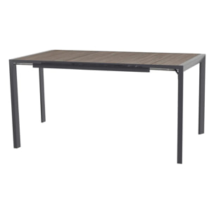 Table haute extensible de jardin "Evasion" seigle effet bois & graphite 8 places en aluminium traité époxy