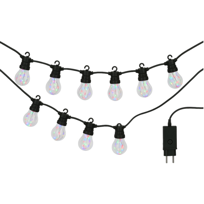 Guirnalda de luces multicolor con bolas a60 - decoración led para interiores y exteriores con temporizador y cable conectable
