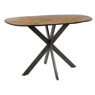 Table bar teck bords arrondis motif chevron 140 cm MAYA