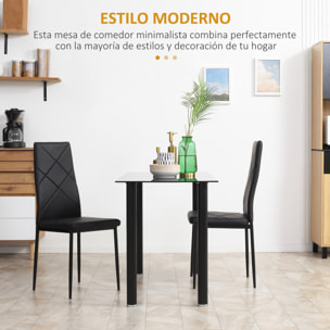 Mesa de Comedor Rectangular Mesa de Cocina Moderna con Tablero de Vidrio Templado y Patas de Acero para 4-6 Personas en Salón Oficina 120x60x75 cm Negro