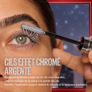 Maybelline New York Mascara Waterproof Cil Sensational Sky High Silver Chrome effet chromé argenté volume et longueur illimitée,