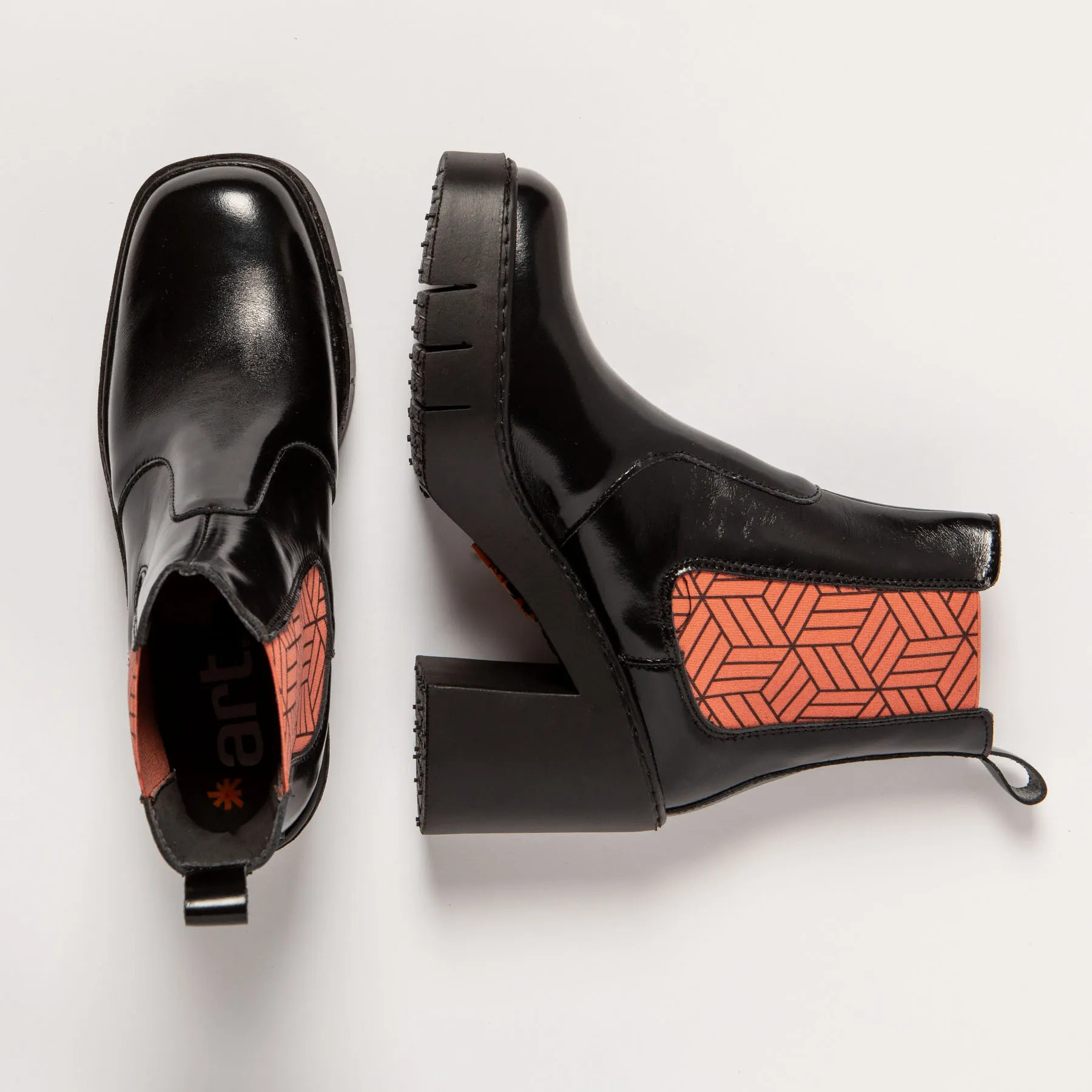 Botines 1983 NAPPA SHINNY BLACK-SALMON/BERNA color Black-salmon