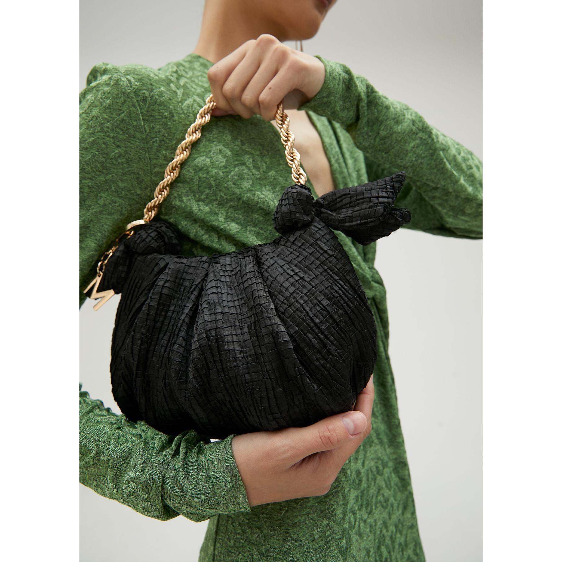 Mini borsa satinata con fiocchi laterali
