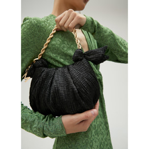Mini borsa satinata con fiocchi laterali