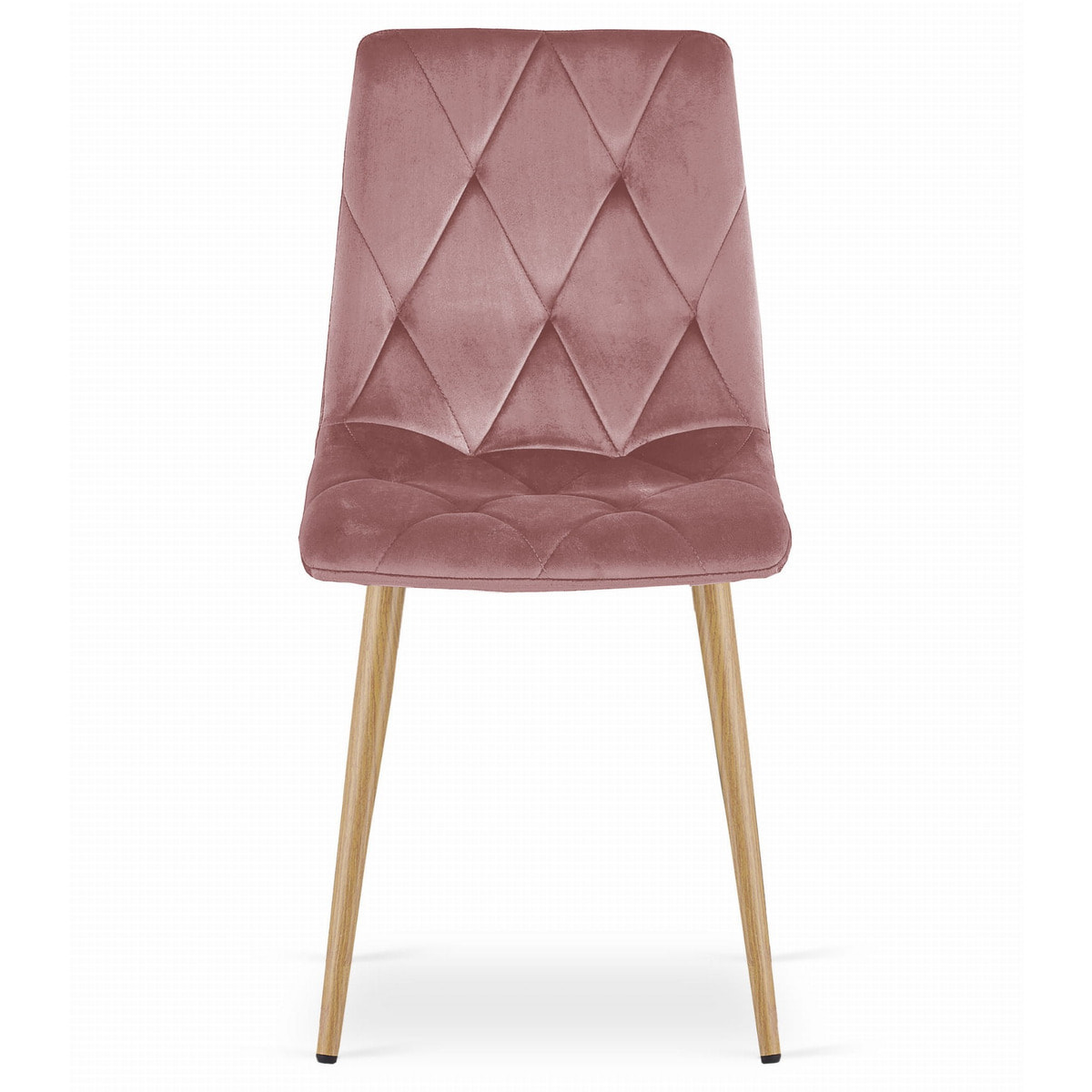 Set di 2 sedie Libra in velluto rosa con gambe effetto legno