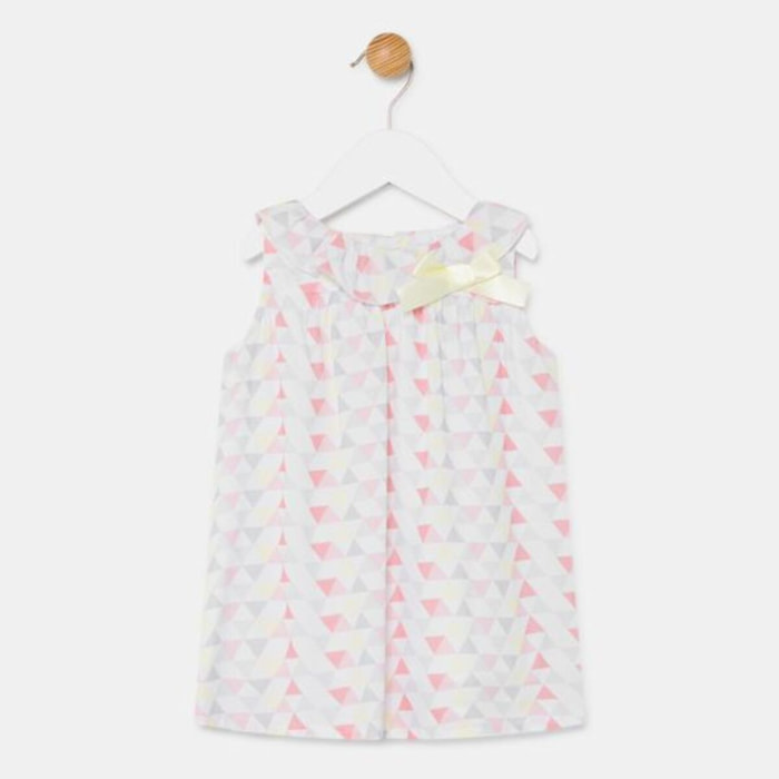 VESTIDO DE TRIANGULOS MULTICOLOR CON LAZO