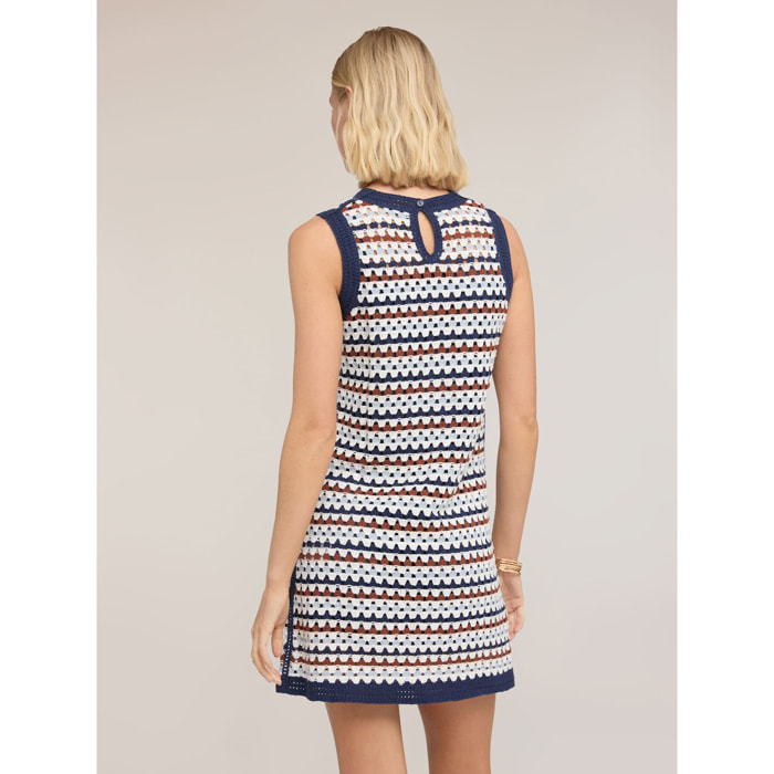 Motivi - Vestido línea A en punto crochet - Azul