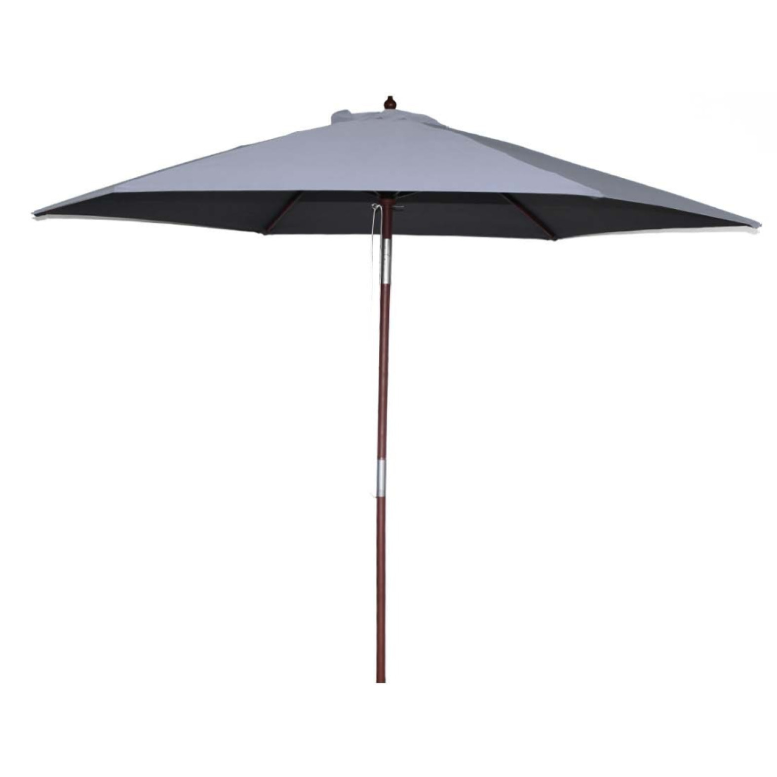 Parasol en bois inclinable rond toile grise DANINE