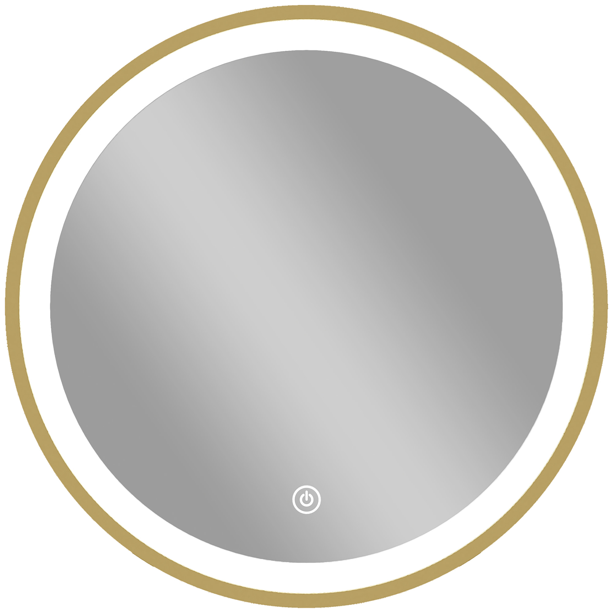 Miroir salle de bain avec éclairage LED rond verre doré