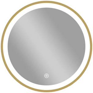Miroir salle de bain avec éclairage LED rond verre doré