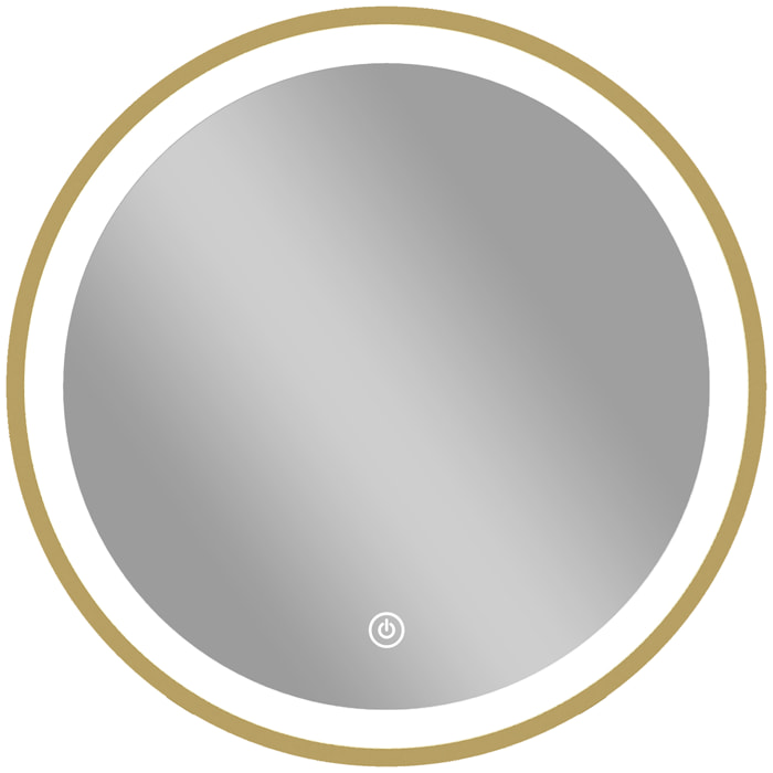 Miroir salle de bain avec éclairage LED rond verre doré