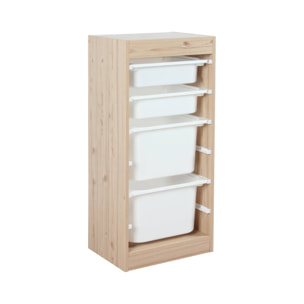 Meuble de rangement enfant 4 bacs de rangement (lot de 2) SORA X2