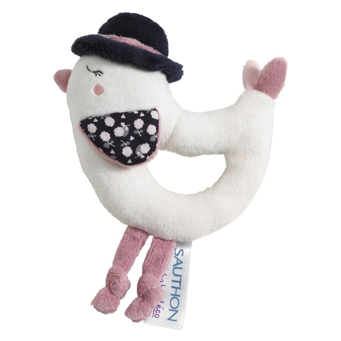 Hochet Oiseau en velours blanc
