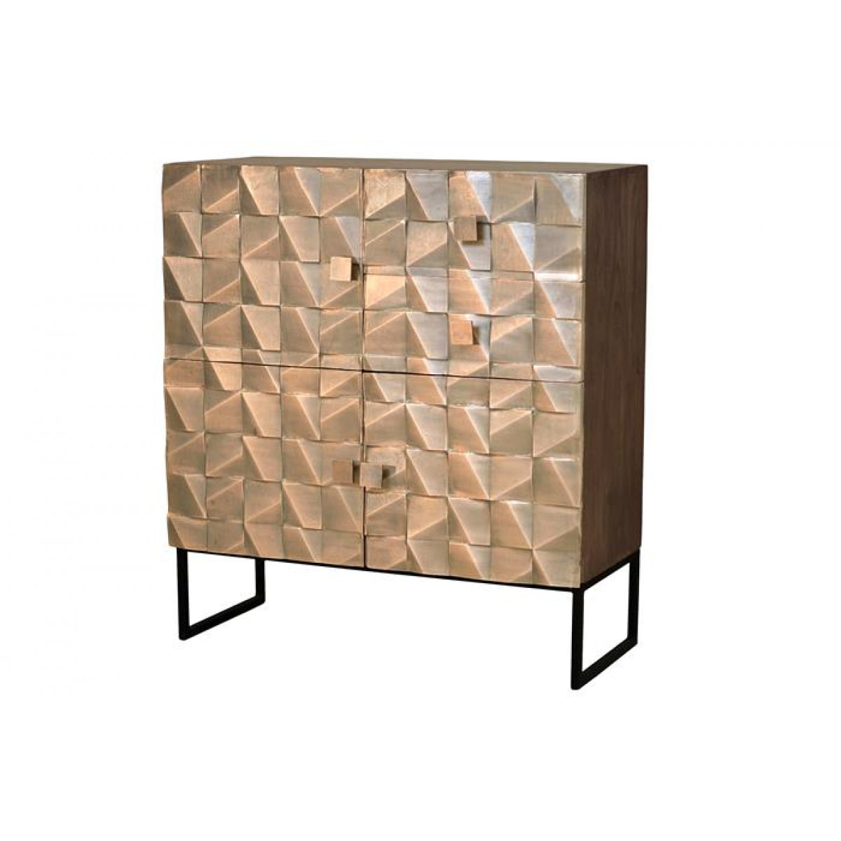 Aparador alto - Madera de Mango y Bronce y Hierro - 100x42x110cm