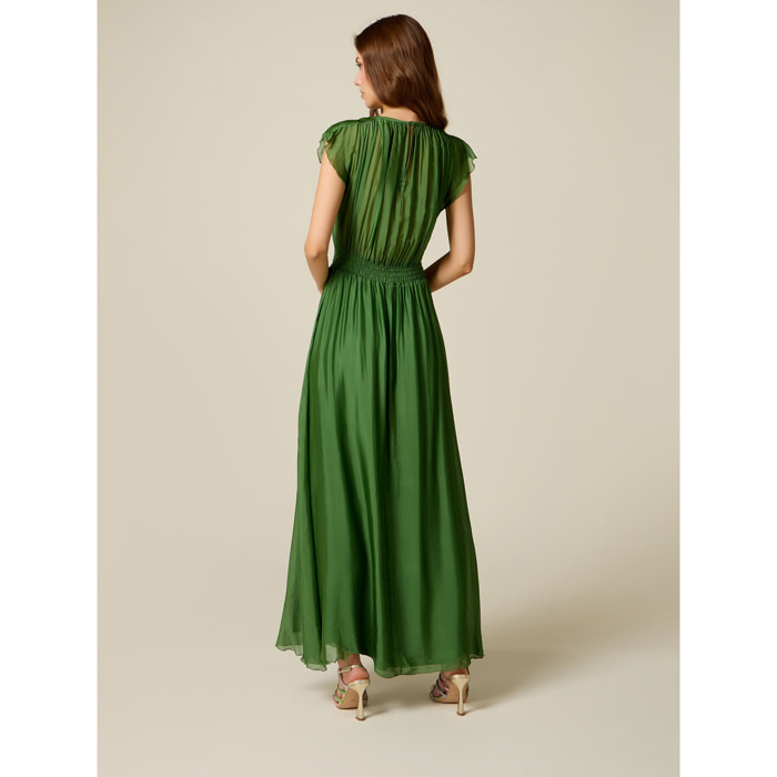 Oltre - Vestido largo en voile mezcla de seda - Verde