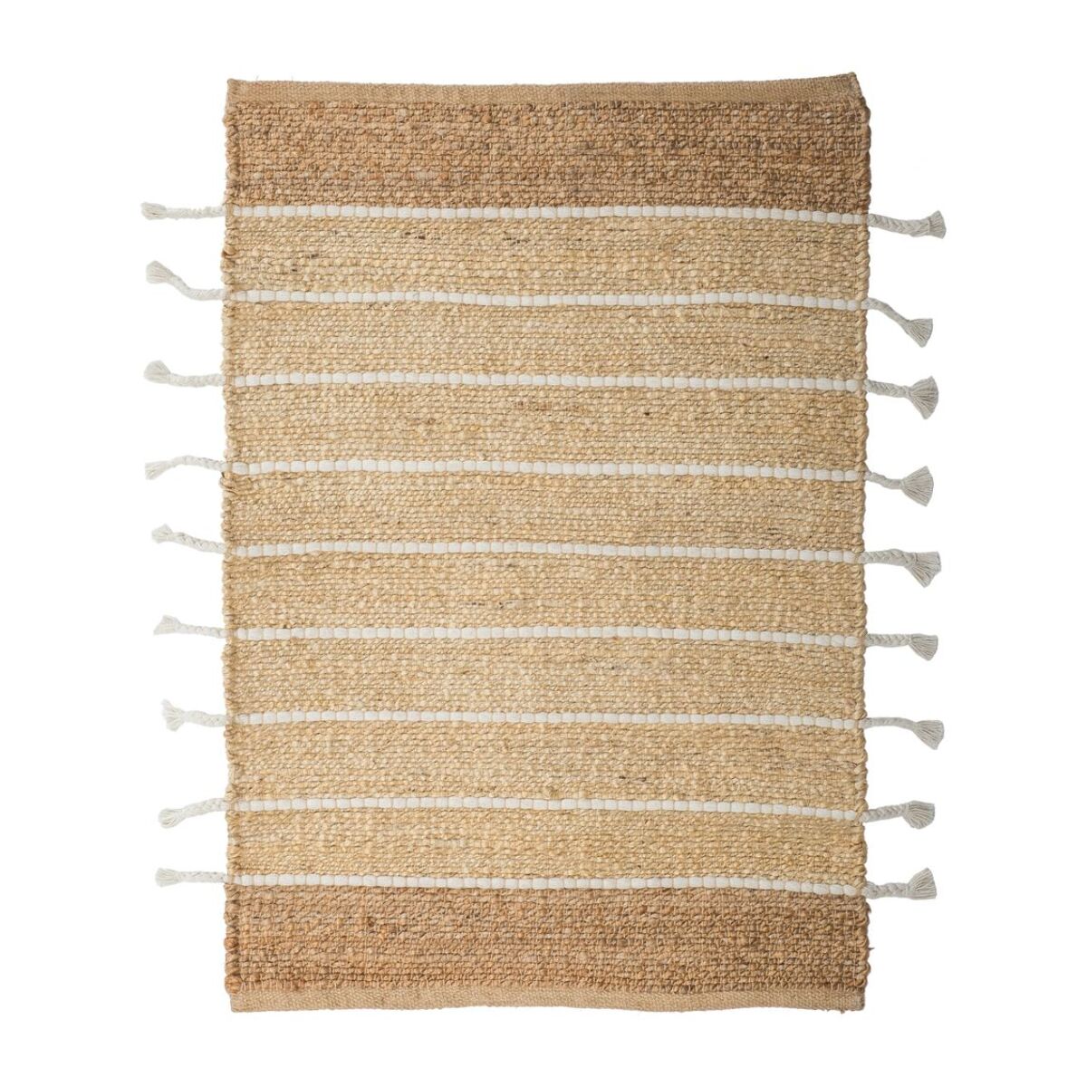 TAPIS NATUREL RAYURES BLANCHES EN JUTE ET COTON 80X60CM DIDIM