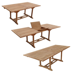 Salon de jardin en teck massif LOMBOK - table rectangulaire extensible - 8 places
