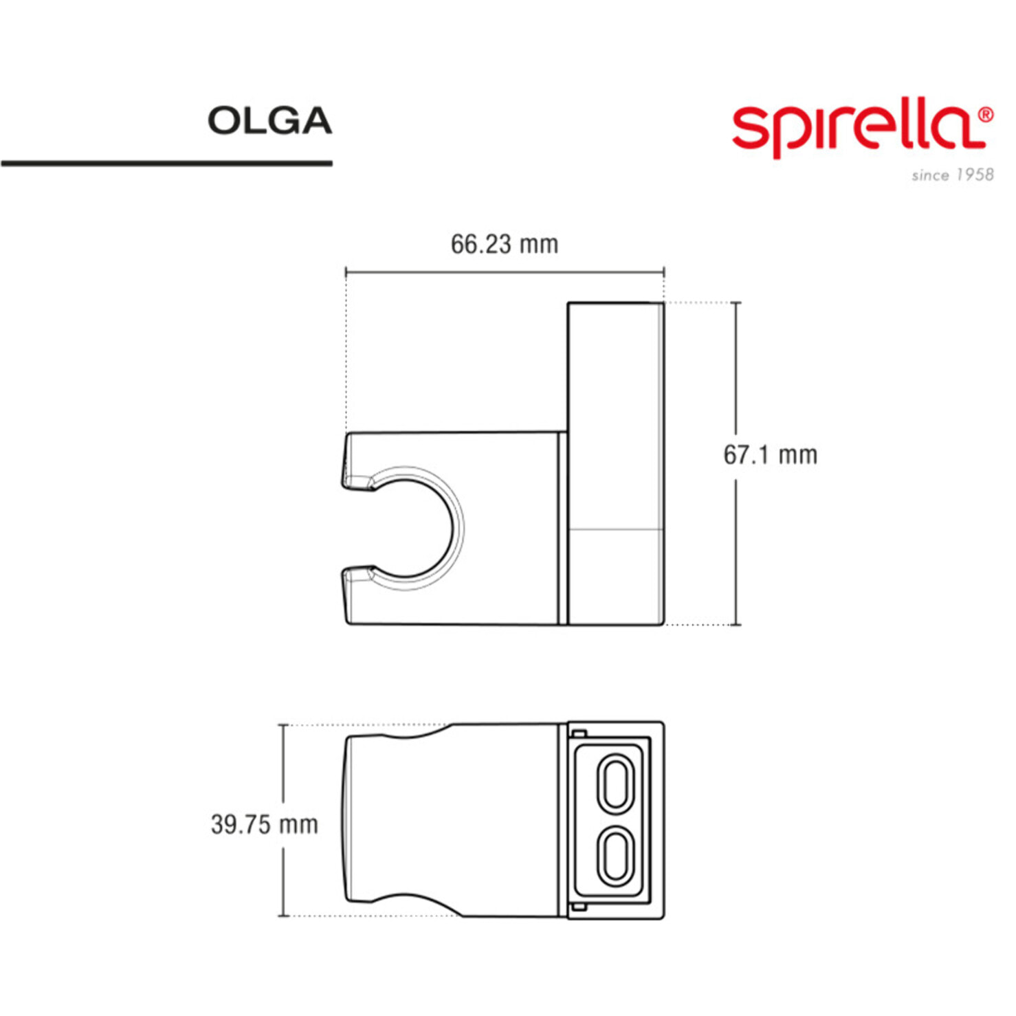 Support mural orientable pour pommeau de douche noir matt – Réglable – Olga ABS
