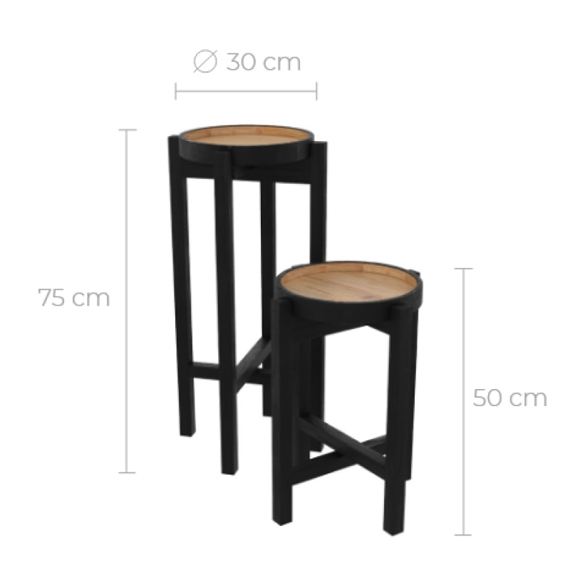 Supports de plantes Ghilbli en bois (lot de 2)