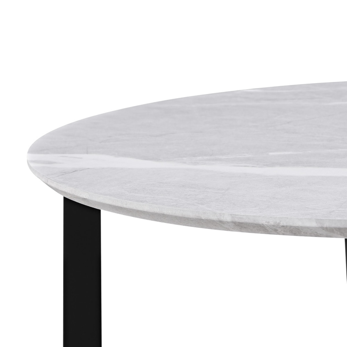 Tavolino rotondo con top effetto marmo grigio chiaro con gambe nere - Yara