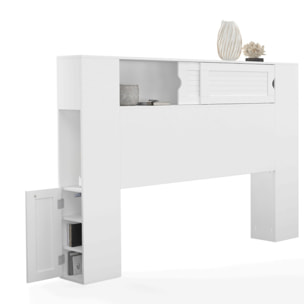 Tête de lit sur pieds Orem blanche avec rangement coulissant 140cm