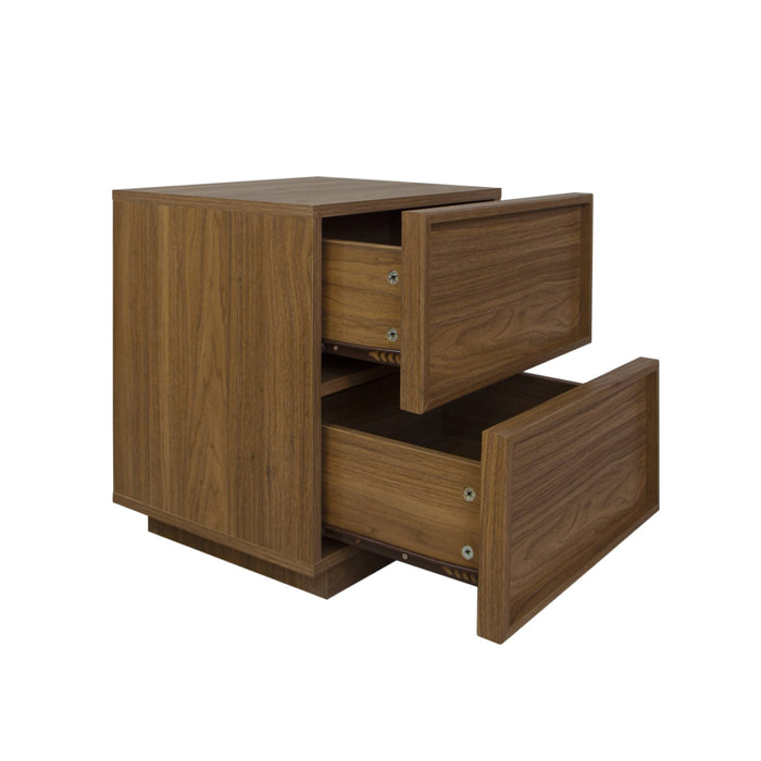 Lot de 2 tables de chevet effet bois 2 tiroirs noyer L 42 x P 38 x H 48cm - Kuba