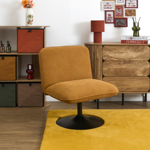 Fauteuil - HOME DECO FACTORY - Jules - Pivotant - Velours Côtelé - Jaune