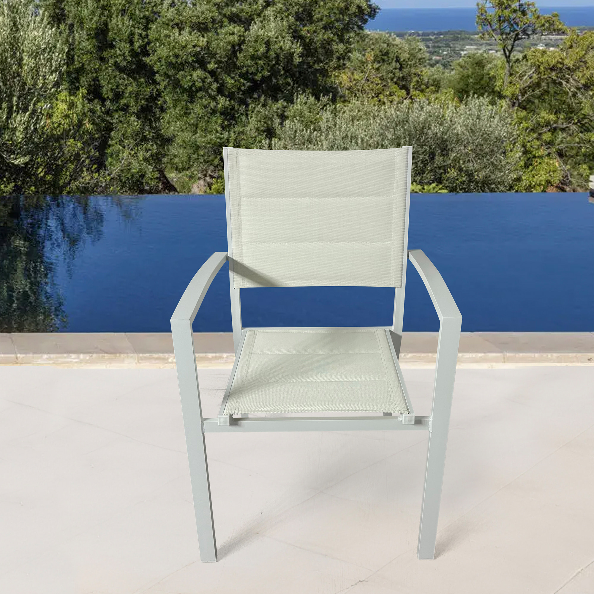 Set 2 sillones jardín IBIZA aluminio y textilene blanco