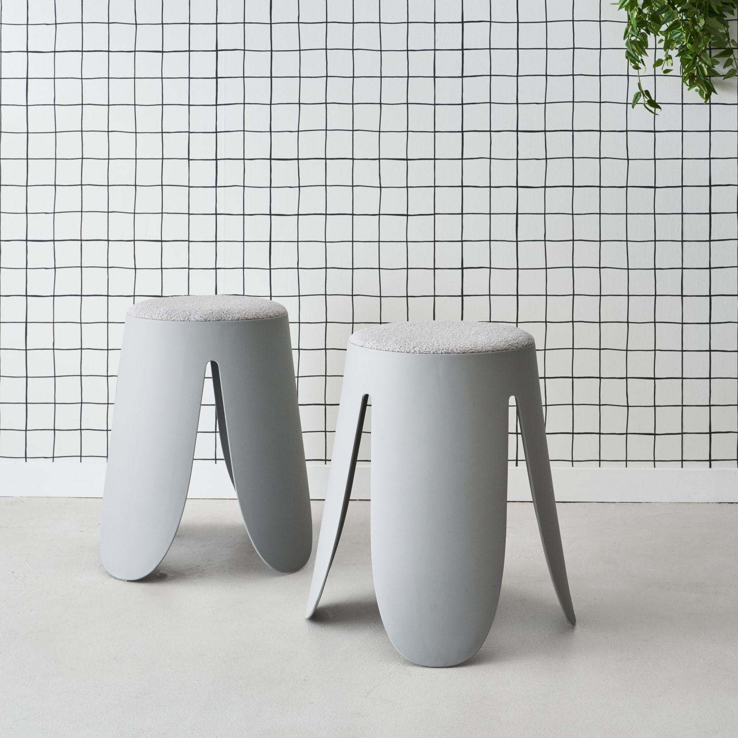 Tabouret empilable bouclette texturée (lot de 2) NIKI