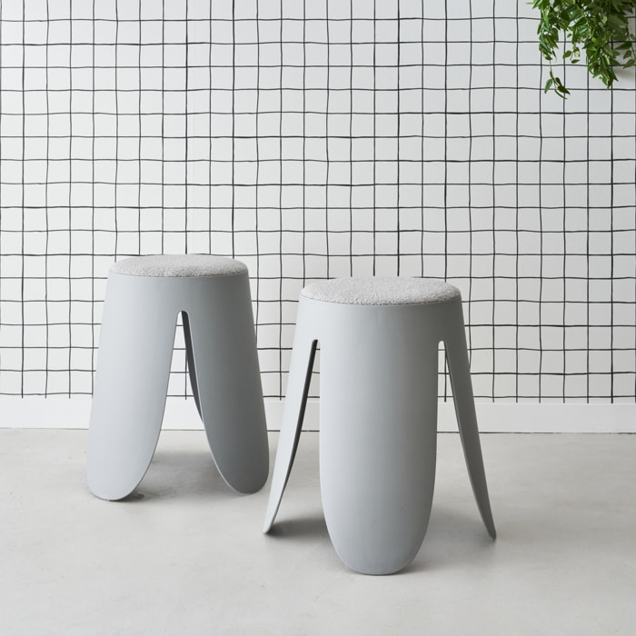 Tabouret empilable bouclette texturée (lot de 2) NIKI