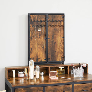 Toeletta industriale rustica con specchio tri-fold e sgabello in ecopelle RVT004B01