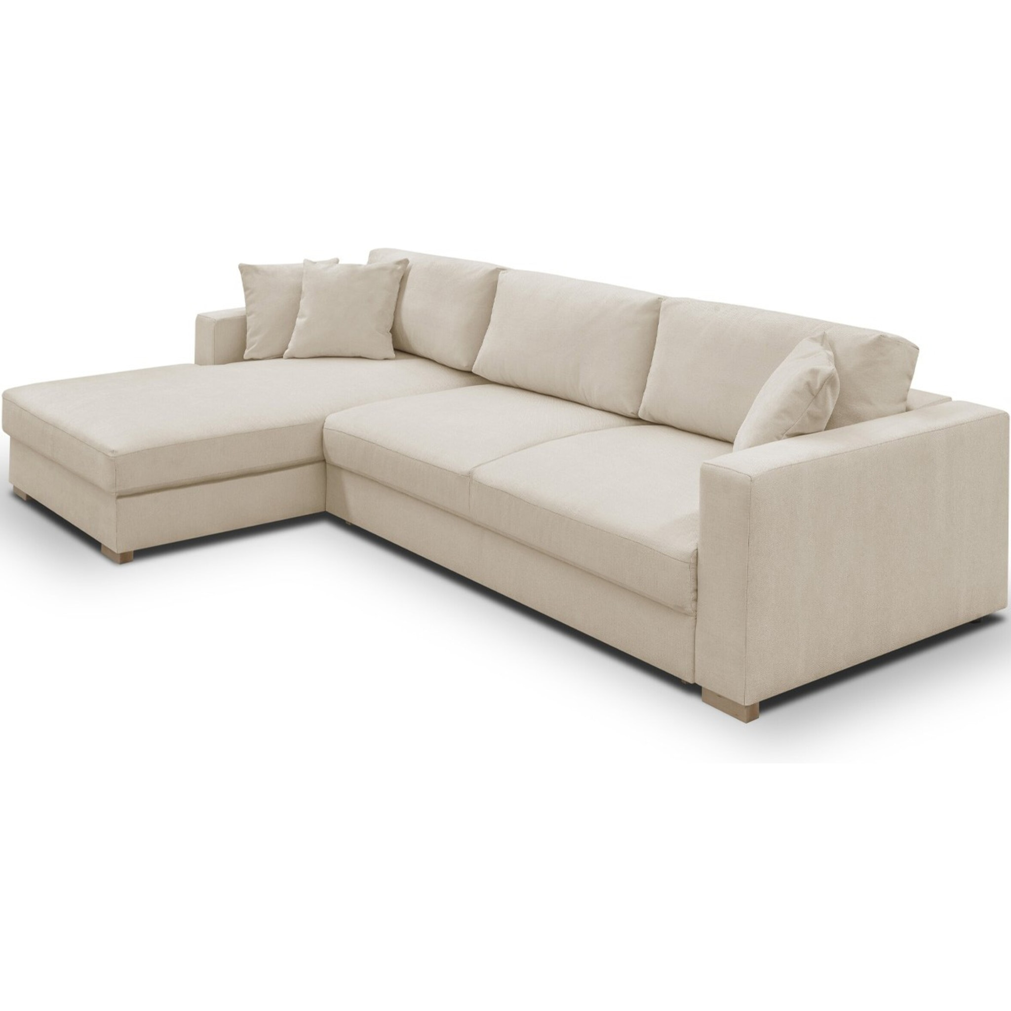 Canapé d'angle à gauche convertible 5 places en tissu chenille - ROBIN