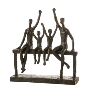 J-Line décoration Famille Sur Banc - polyrésine - brun foncé