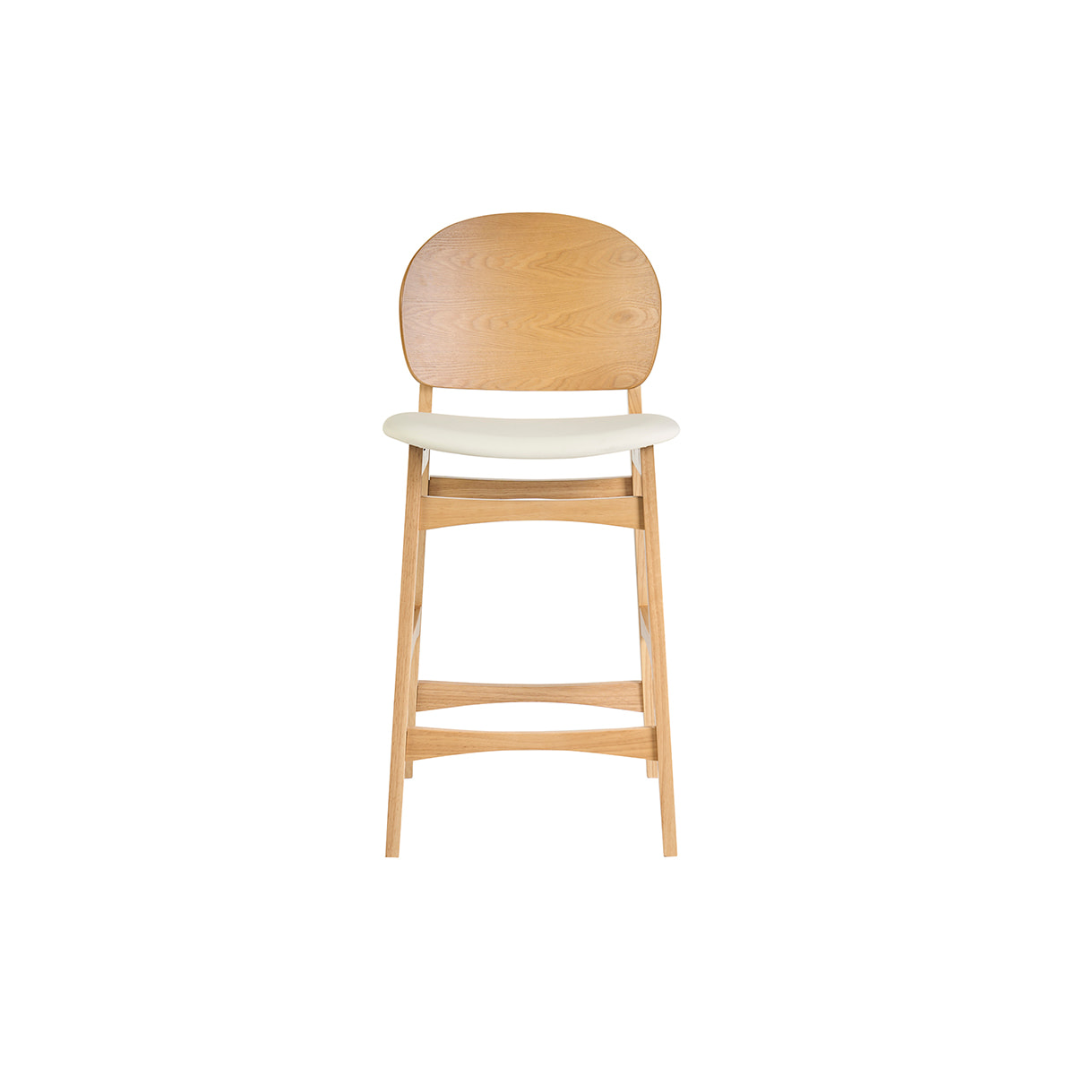Tabourets scandinaves en bois clair frêne et blanc H68 cm (lot de 2) ELTON