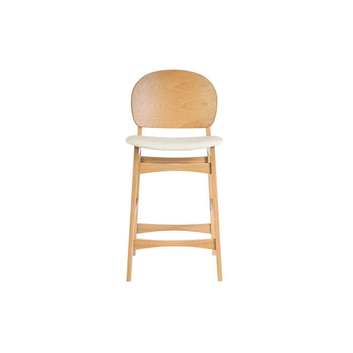 Tabourets scandinaves en bois clair frêne et blanc H68 cm (lot de 2) ELTON